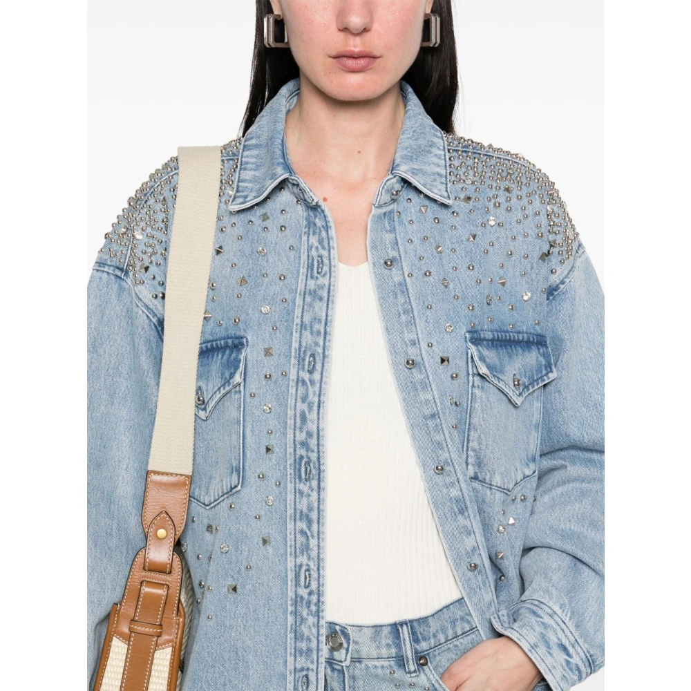 IRO Blauwe knoopshirt met studversiering Blue Dames