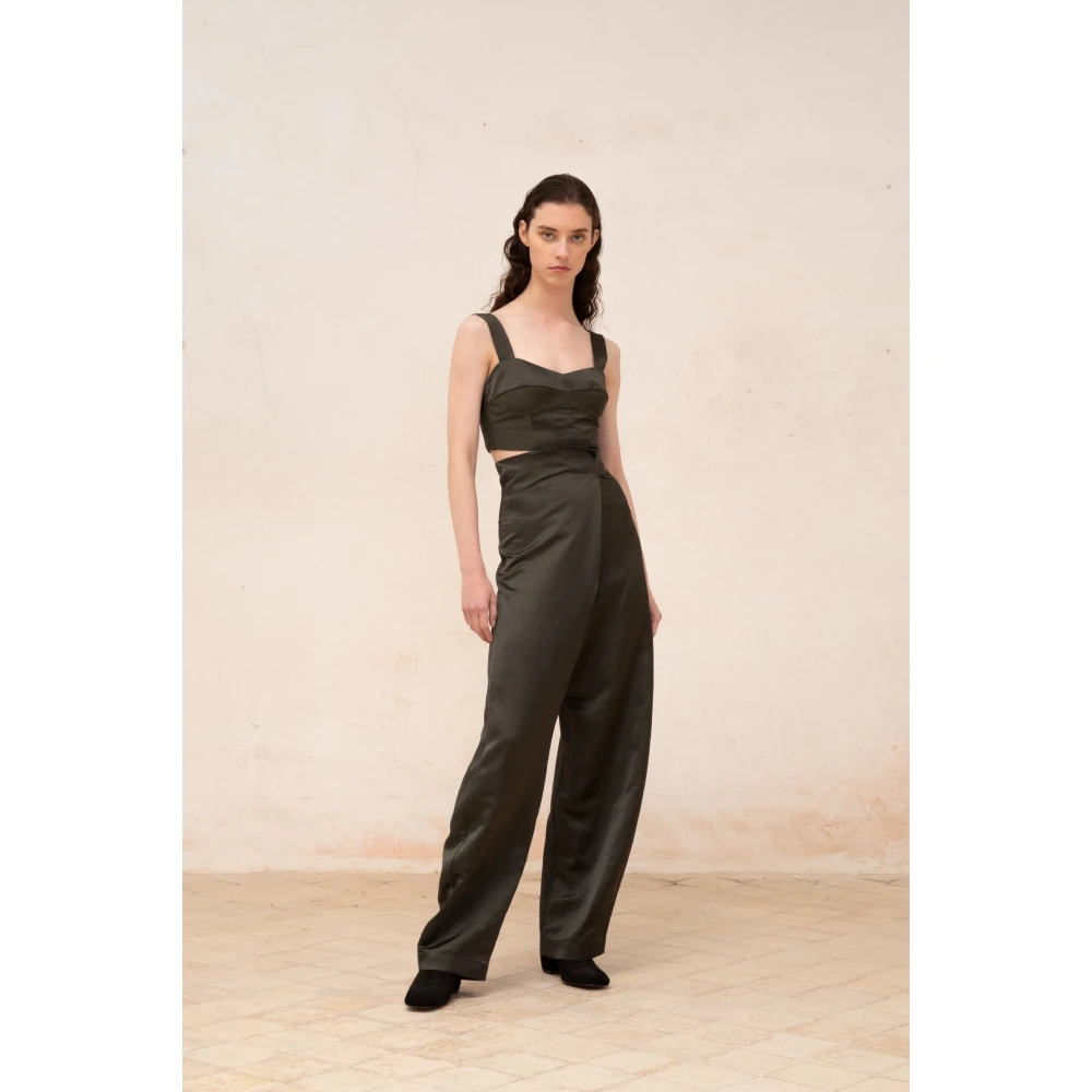 Cortana Wrap Linnen Viscose Broek Black Dames
