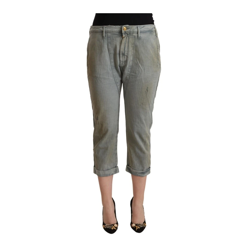Cycle Grijze Mid Waist Skinny Cropped Broek Gray Dames