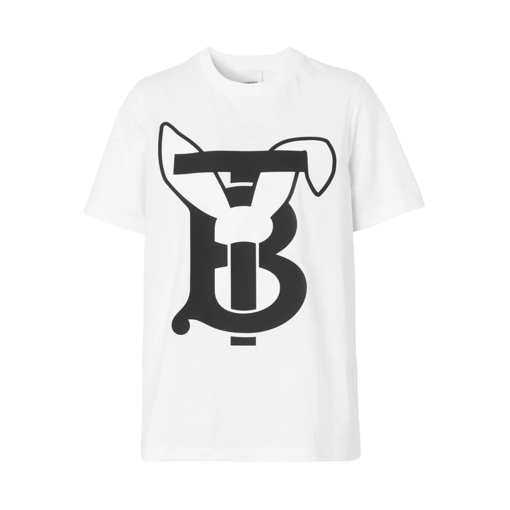 Burberry Katoenen T-shirt met Brand Print White Dames