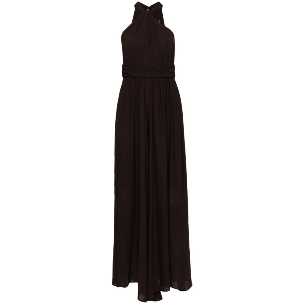 Liu Jo Bruine Georgette Crepe Wijde Pijp Broek Brown Dames