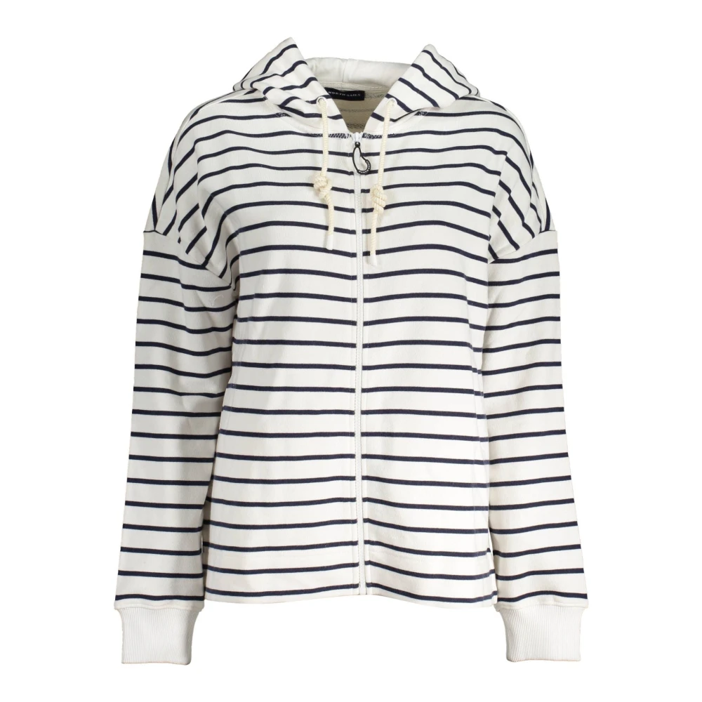 North Sails Women's White Zip-Throughs, Xs, Cotton Hooded Sweatshirt