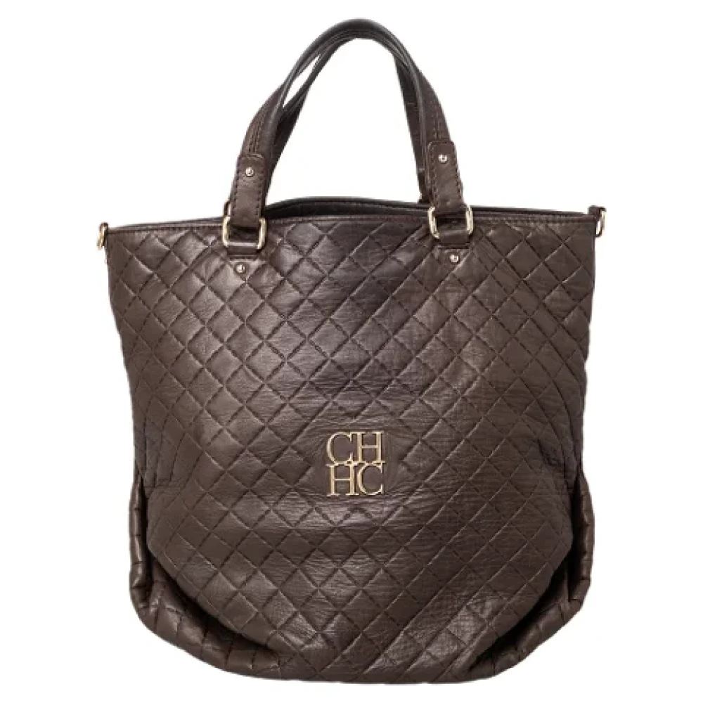 Carolina Herrera Pre-owned Leather totes Brown Dames