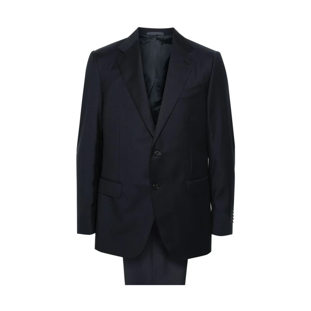 Caruso Navy Blauw Wol Blazer en Broek Blue Heren
