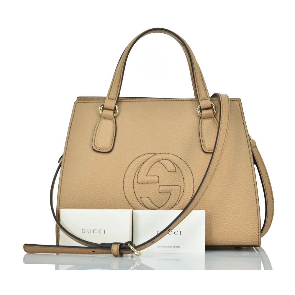 Gucci Soho Leren Hobo Tas met Handvat Beige Dames