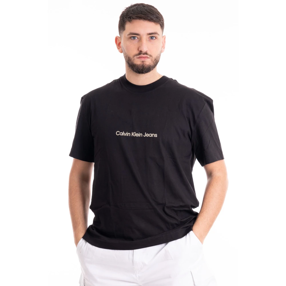 Calvin Klein Jeans Zwart Logo T-shirt Heren Lente Collectie Black Heren