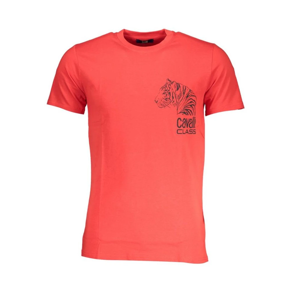 Cavalli Class Men's Red Tiger Head Print Tee - T-Shirts - L- Tops