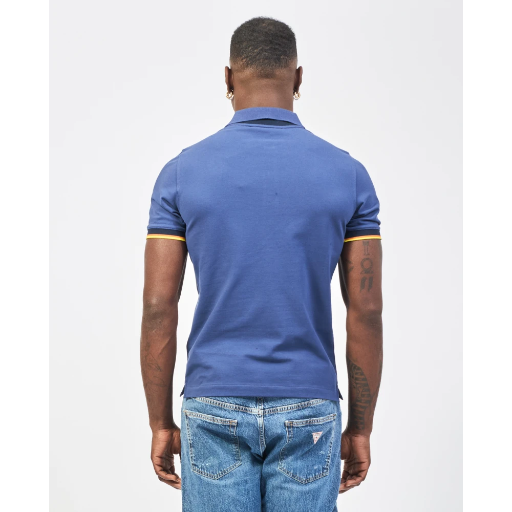K-way Blauw Polo Shirt Stretch Katoen Blue Heren