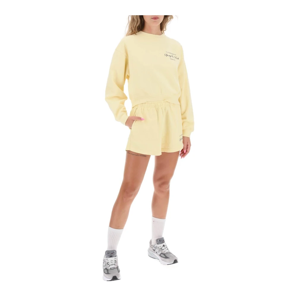 Sporty & Rich Logo Print Cropped Sweatshirt Yellow Dames