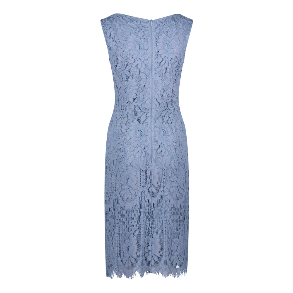 Vera Mont Kanten kokerjurk met strikrand Blue Dames