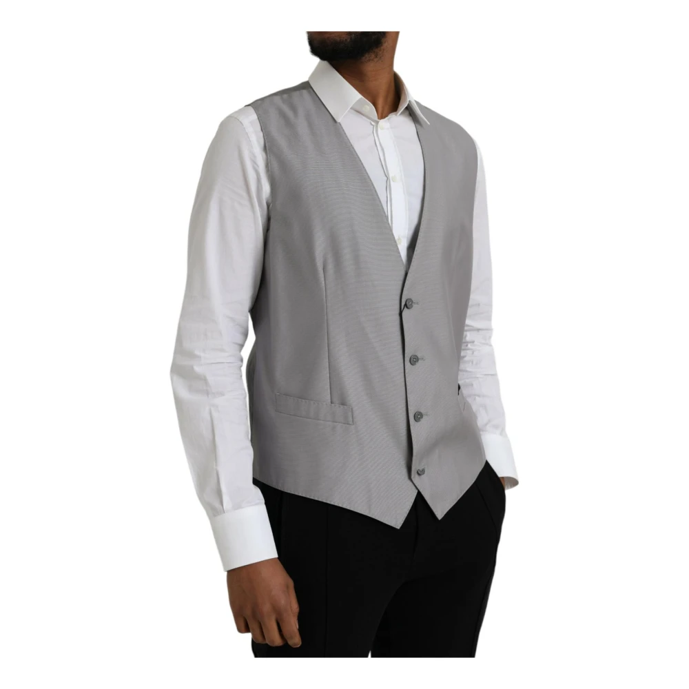 Dolce & Gabbana Grijze Wol Formele Vest Gray Heren