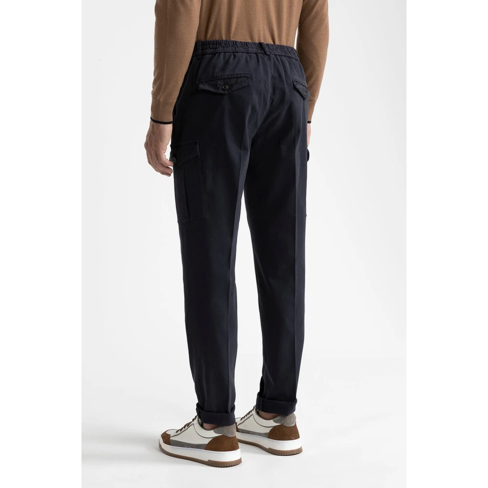 PESERICO Katoenen chino's met zakken Blue Heren