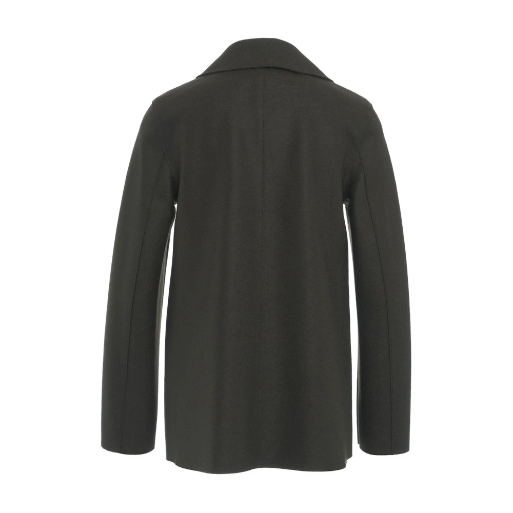 Harris Wharf London Groene Double-Breasted Wollen Jas Aw24 Green Dames