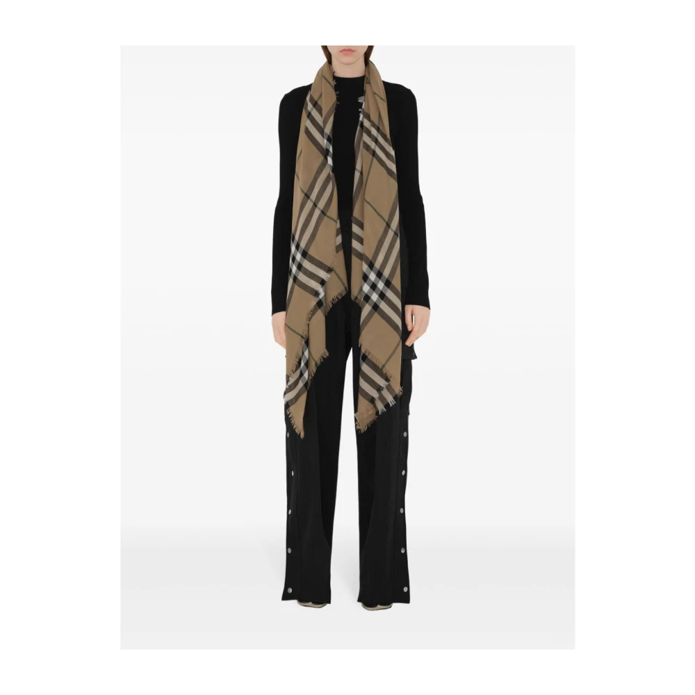 Burberry Giant Khaki Zwart Geruit Sjaal Brown Heren