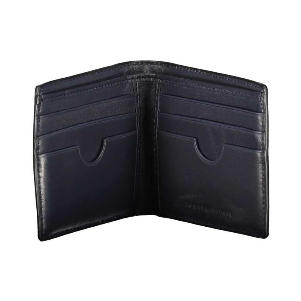 Tommy Hilfiger Zwarte Leren Portemonnee Kaartsleuven Logo Black Heren