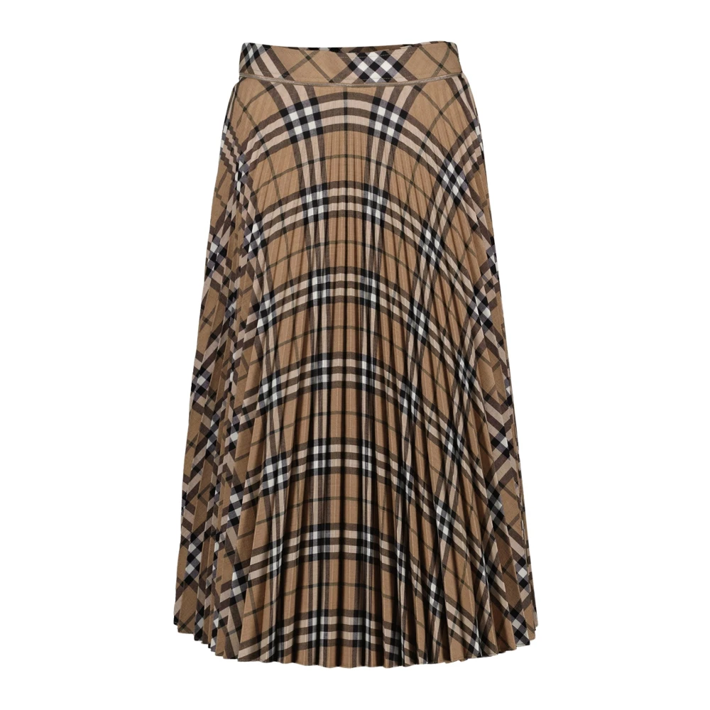 Burberry Vintage Check Wool Skirt Beige Dames