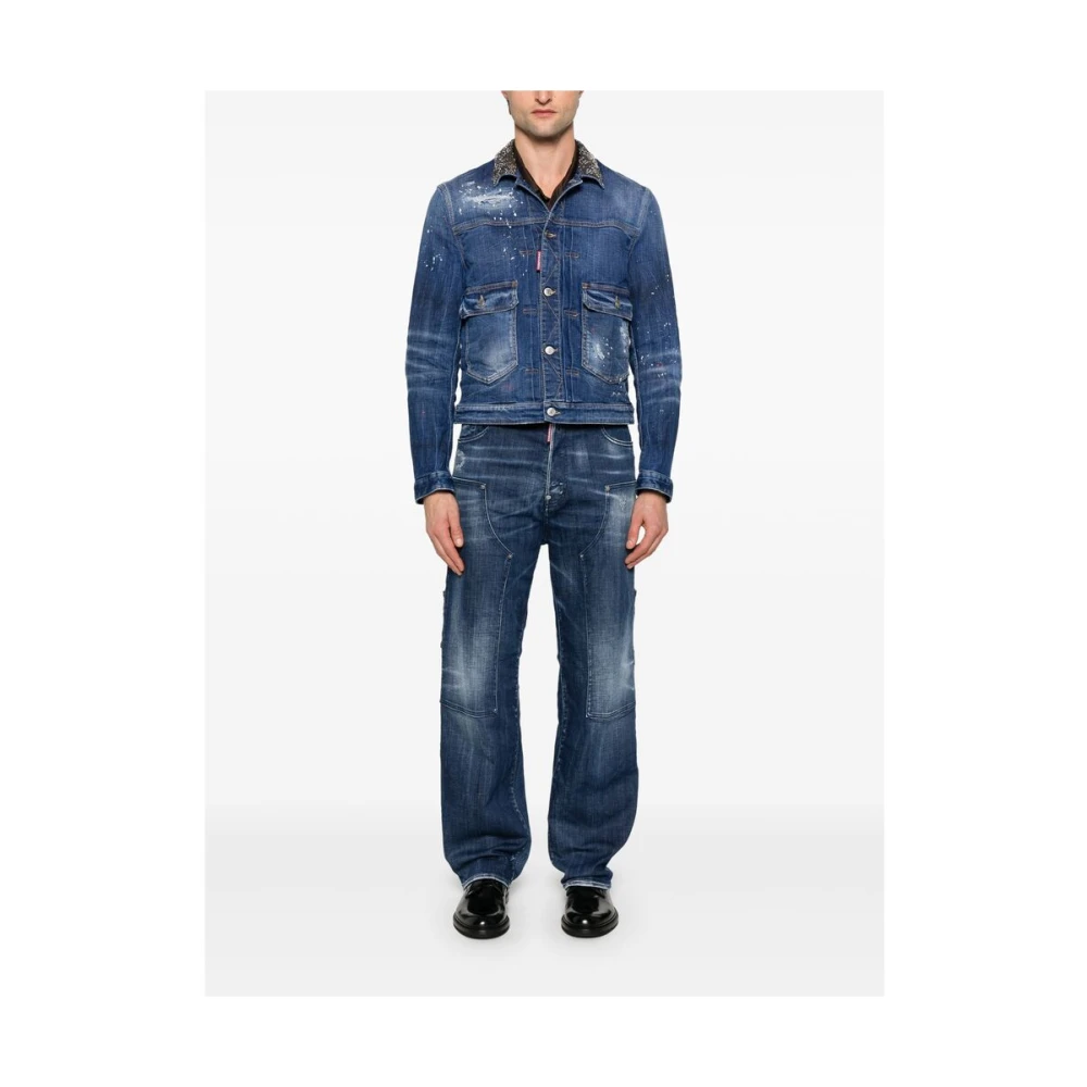 Dsquared2 Indigo Blauwe Klassieke Jeans Met Knoopsluiting Blue Heren