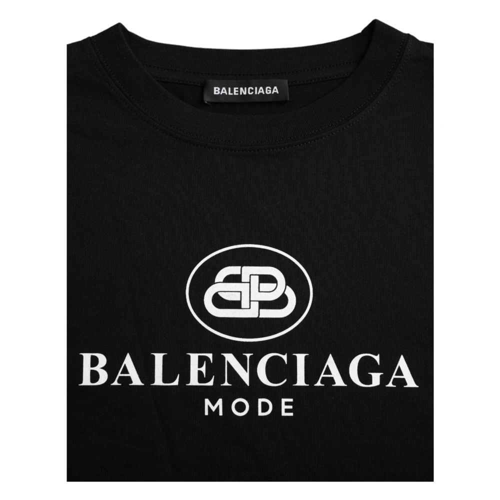 Balenciaga Cotton Logo T-Shirt Black Dames