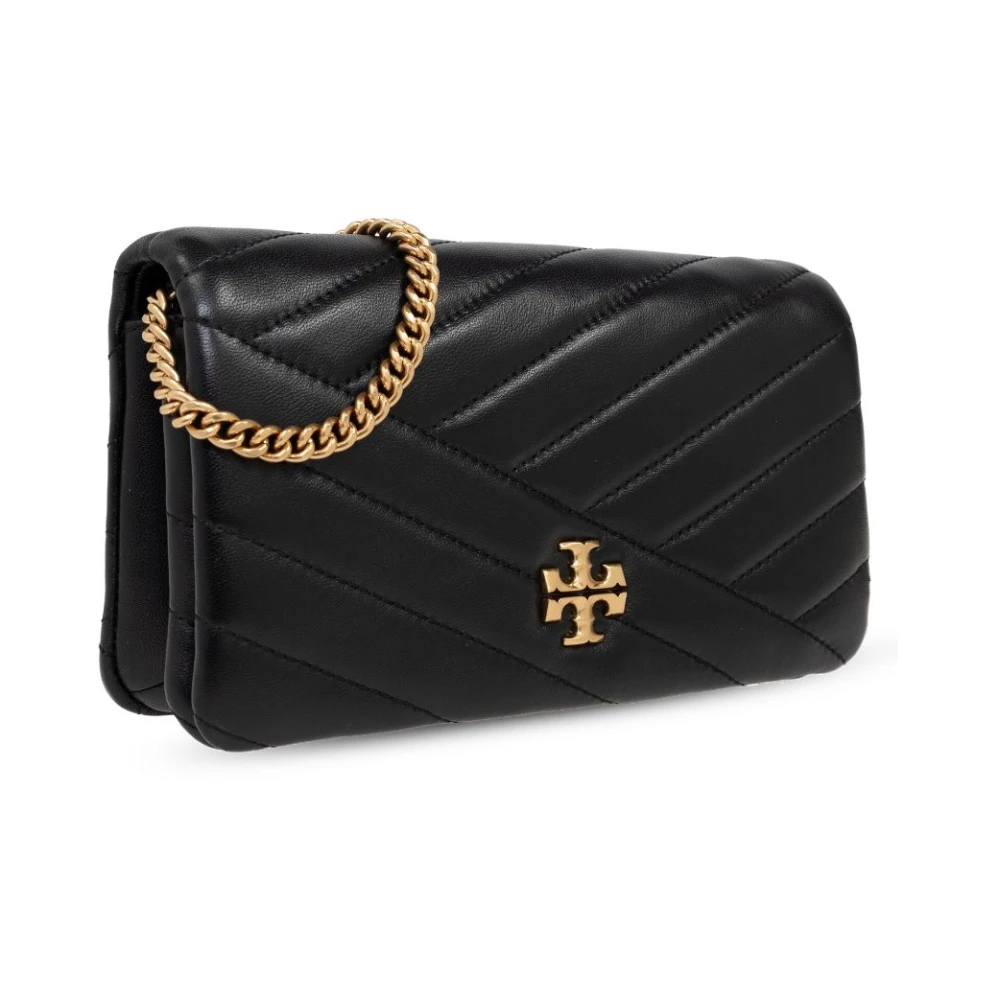 TORY BURCH Chevron Quilted Wallet met Ketting Black Dames