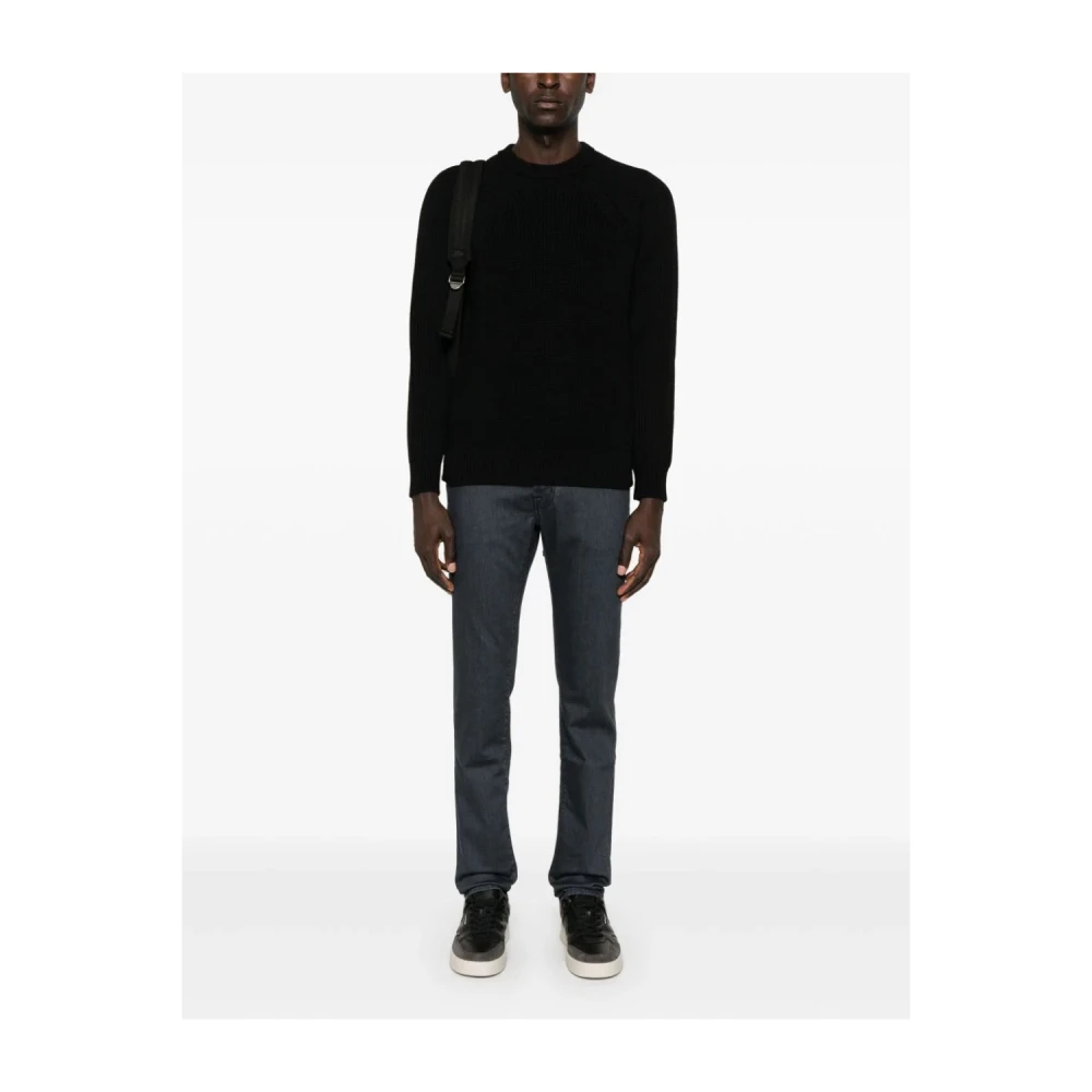 Zanone Blauwe Raglan Sweater Zware Stijl Blue Heren