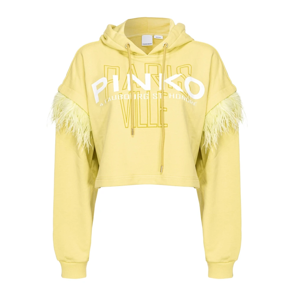 Pinko Cities Sweater met Veren Detail Yellow Dames