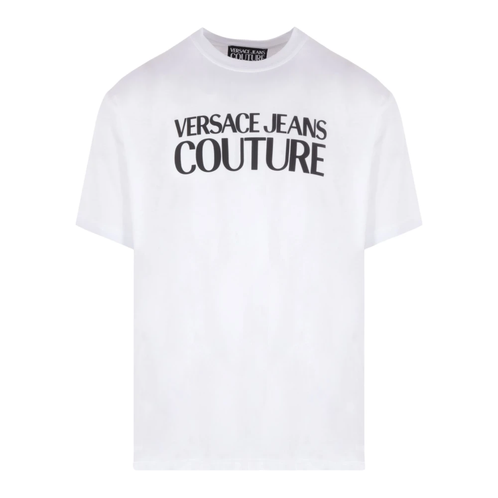 Versace Jeans Couture Ikoniskt Logotyp Bomullssweatshirt för Män White, Herr