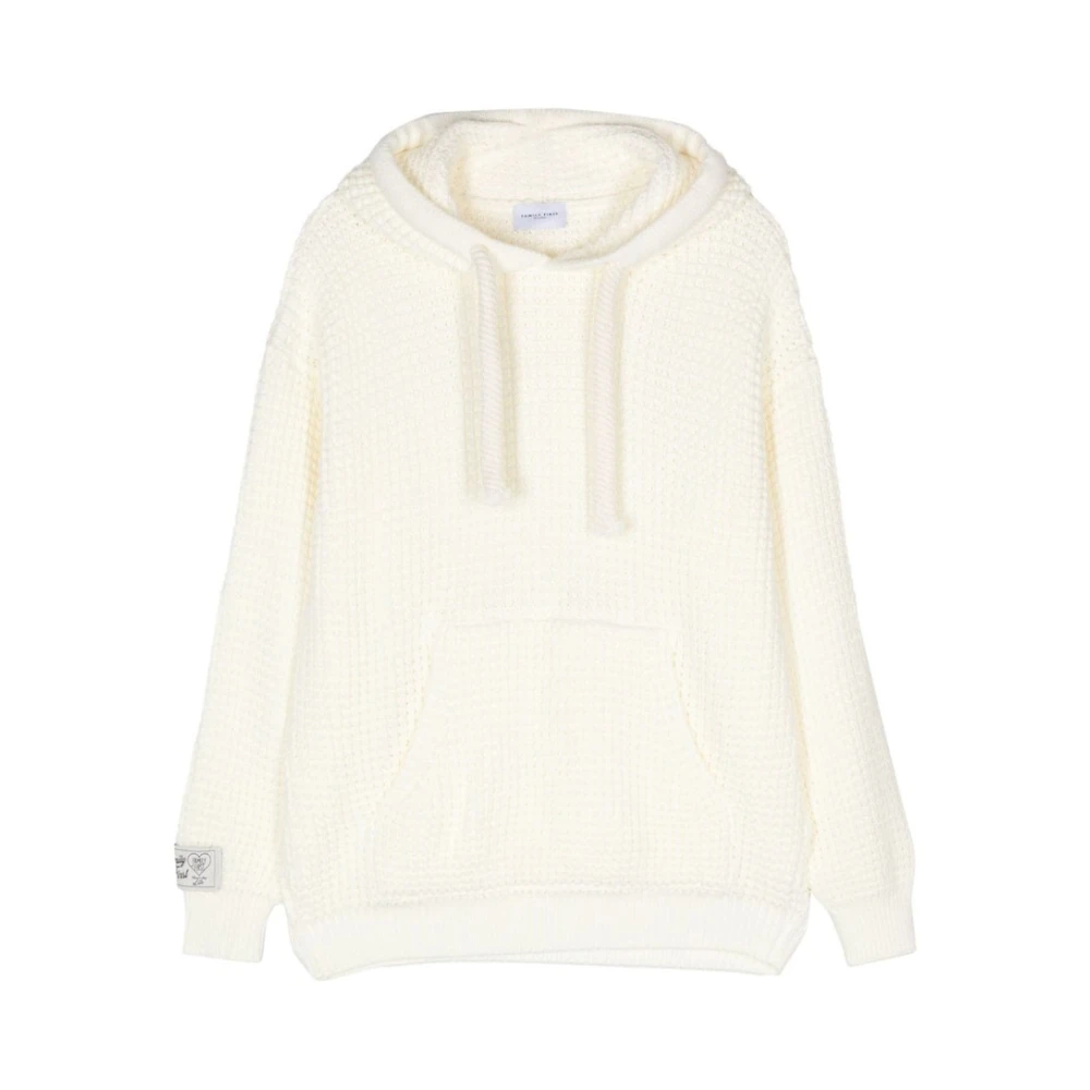 Family First Chunky Gebreide Hoodie White Heren