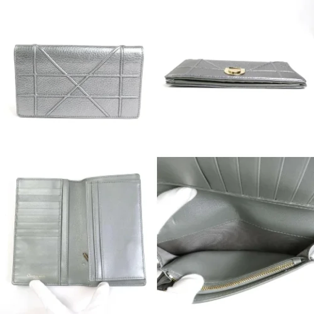 Dior Vintage Pre-owned Leather wallets Gray Dames