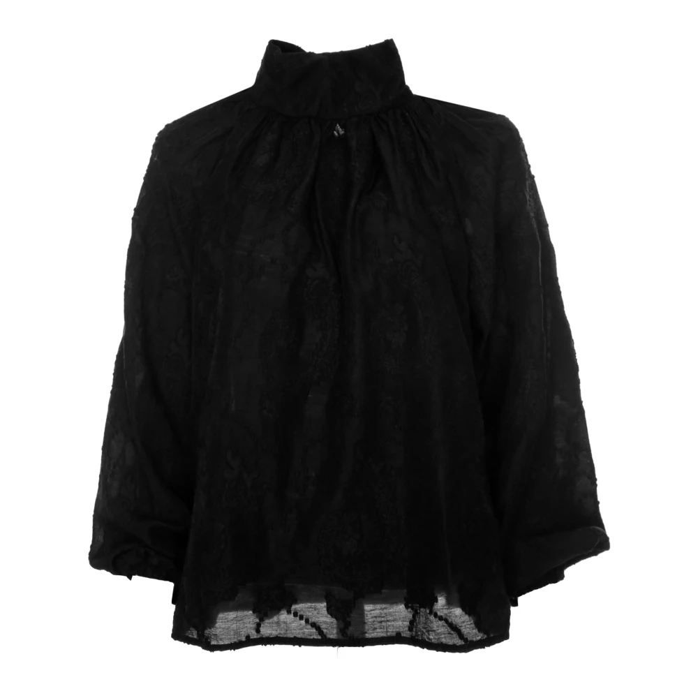 Drykorn Bloemen Ballonmouw Blouse Black Dames