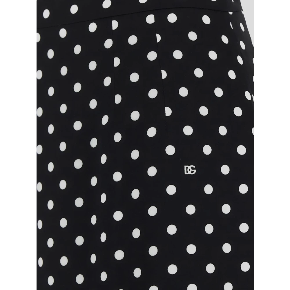Dolce & Gabbana Zijden Pois Print Rok Black Dames