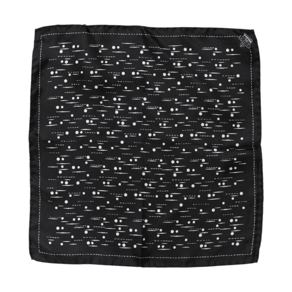 Dolce & Gabbana Men's Black Silk Logo Square Scarf