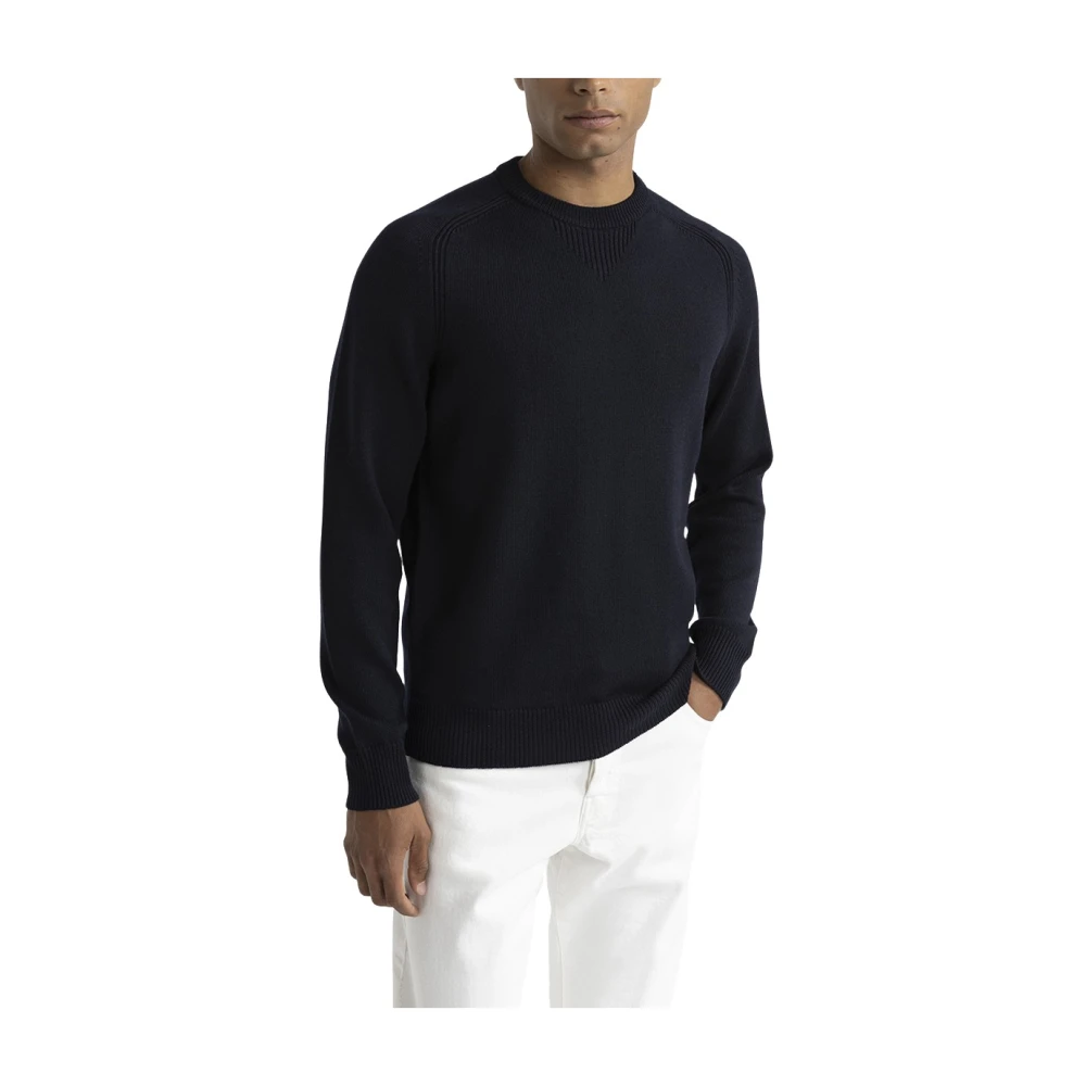 PESERICO Wollen ronde hals trui Blue Heren