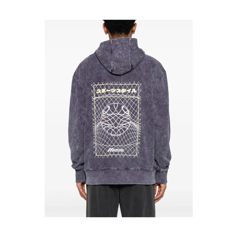 Mizuno Paarse Grafische Print Hoodie Purple Heren