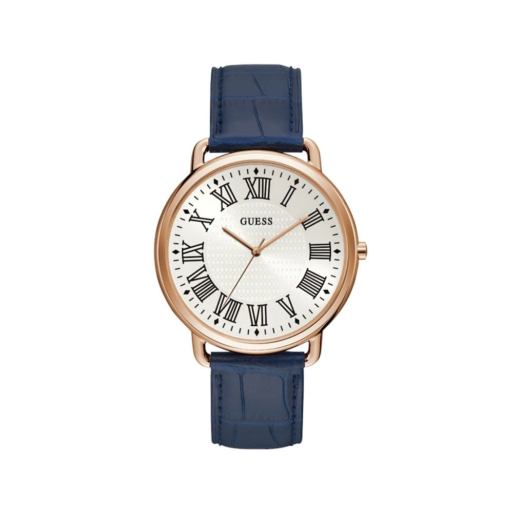 Guess Blå Läder Analog Klocka Blue, Herr