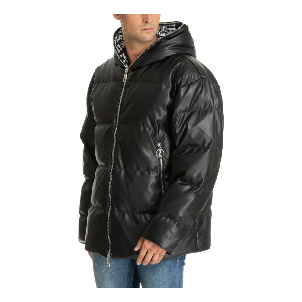 Versace Jeans Couture Logo Down Jacket met Ritssluiting Black Heren