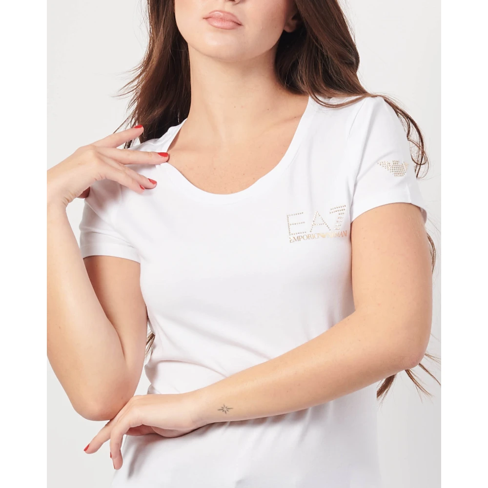 Emporio Armani Wit T-shirt met ronde hals White Dames