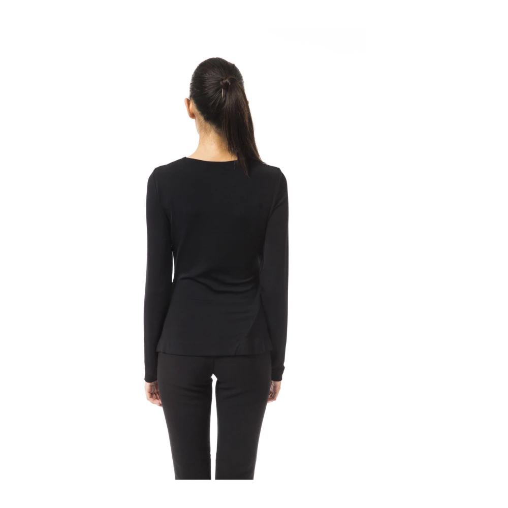 Byblos Open Hals Lange Mouw T-shirt Black Dames