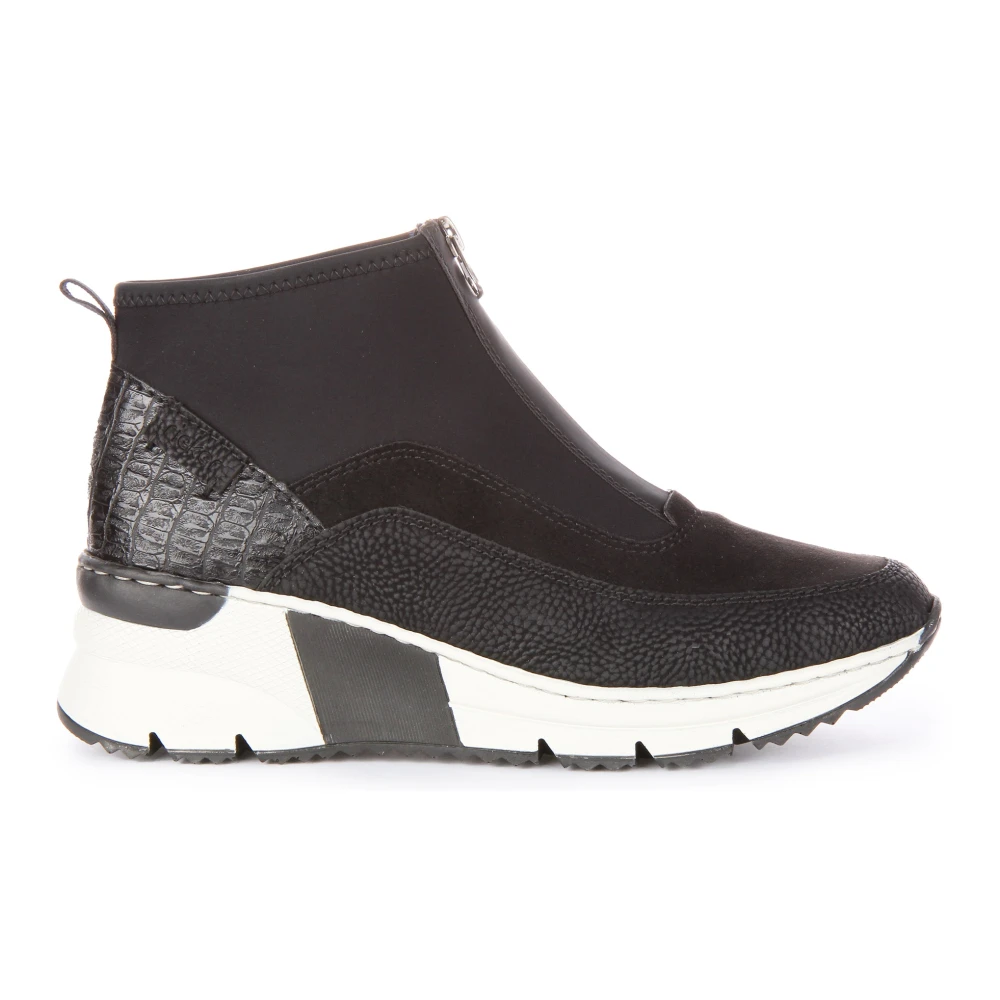 Rieker Women's Black Wedges, 6 Uk, Zip Up Trainer Ankle Boots