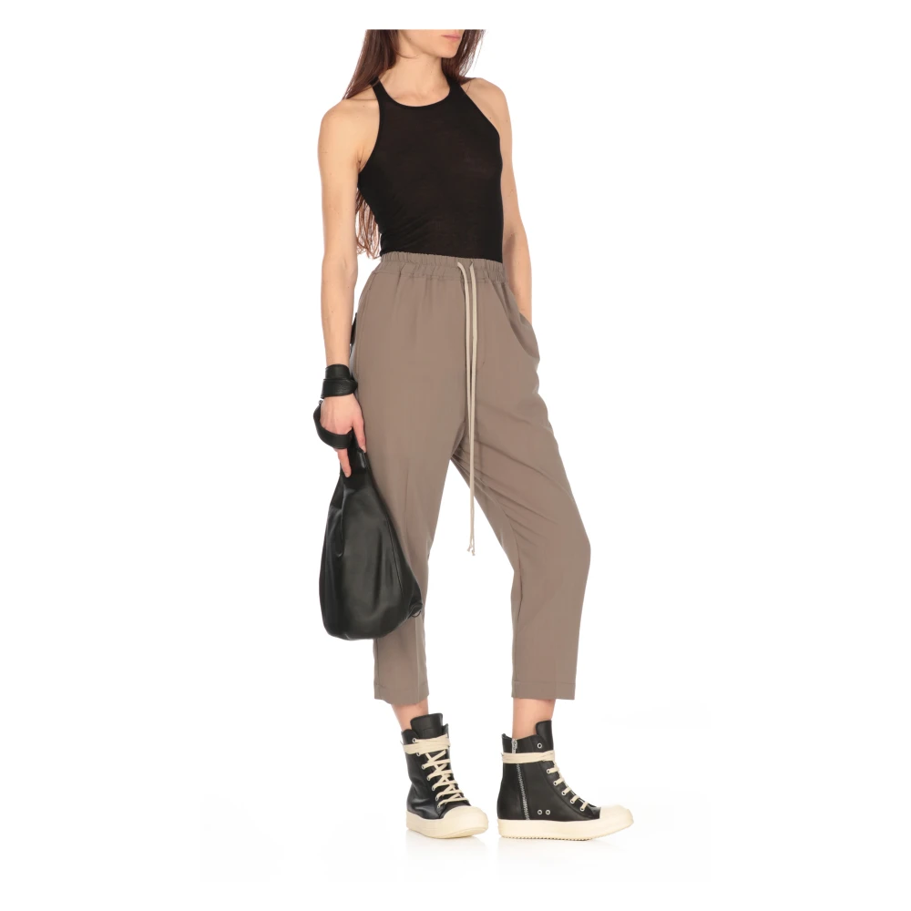 Rick Owens Groene Wollen Broek Elastische Taille Koord Green Dames