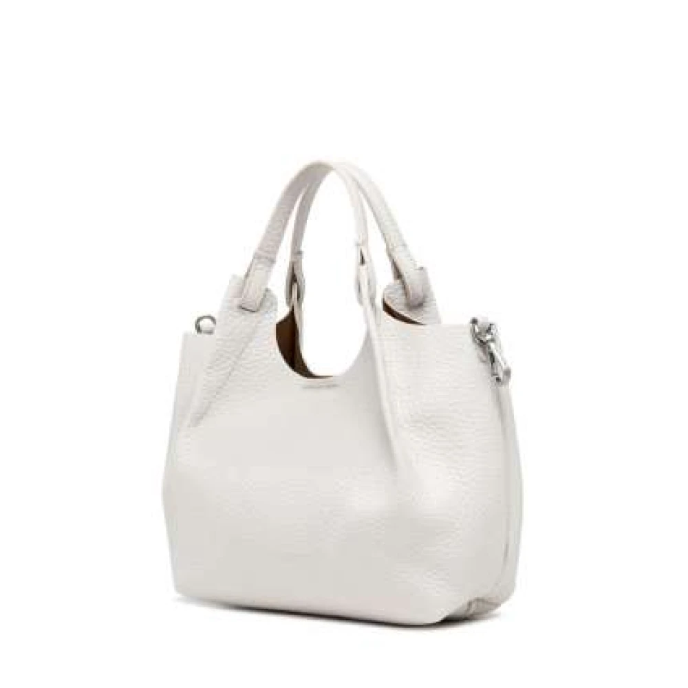 Gianni Chiarini Grain Leather Medium Tote Bag White Dames