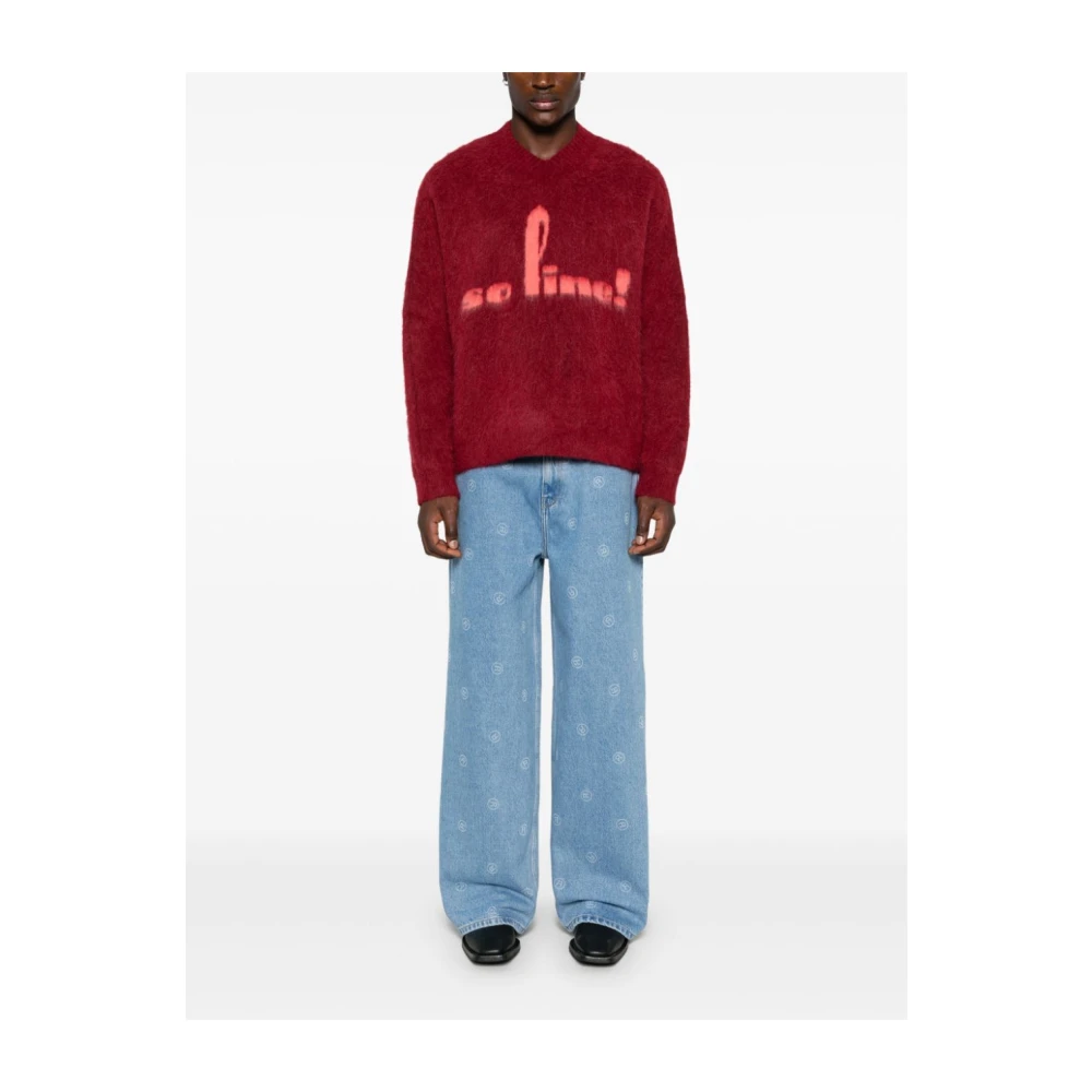 Martine Rose Hoge Taille Wijde Pijp Jeans Blauw Blue Heren