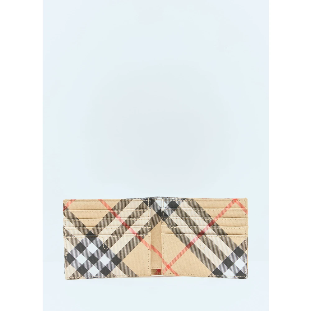 Burberry Geruite Bi-Fold Portemonnee met Logopatch Beige Unisex