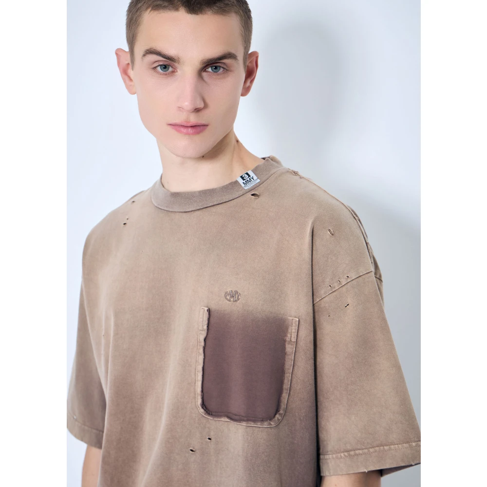 Mihara Yasuhiro Versleten Logo Geborduurd T-shirt Brown Heren