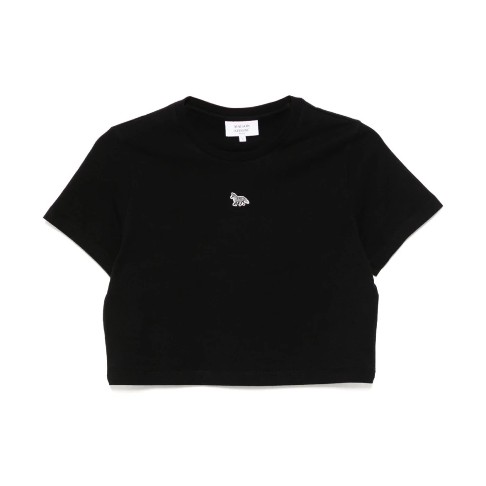 Maison Kitsuné Zwarte Crew Neck T-shirts en Polos Black Dames