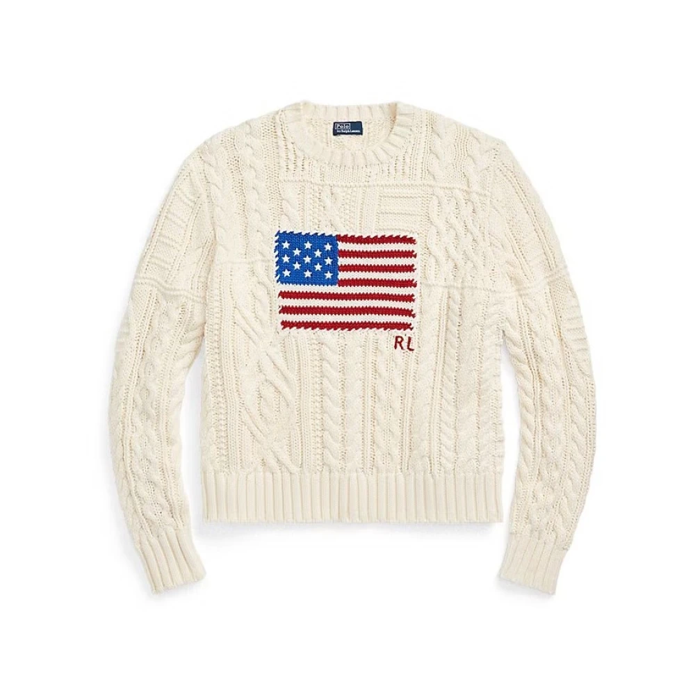 Polo Ralph Lauren Women's Beige Round-Neck Knitwear,, Stylish Vesta For A Trendy Look Medium