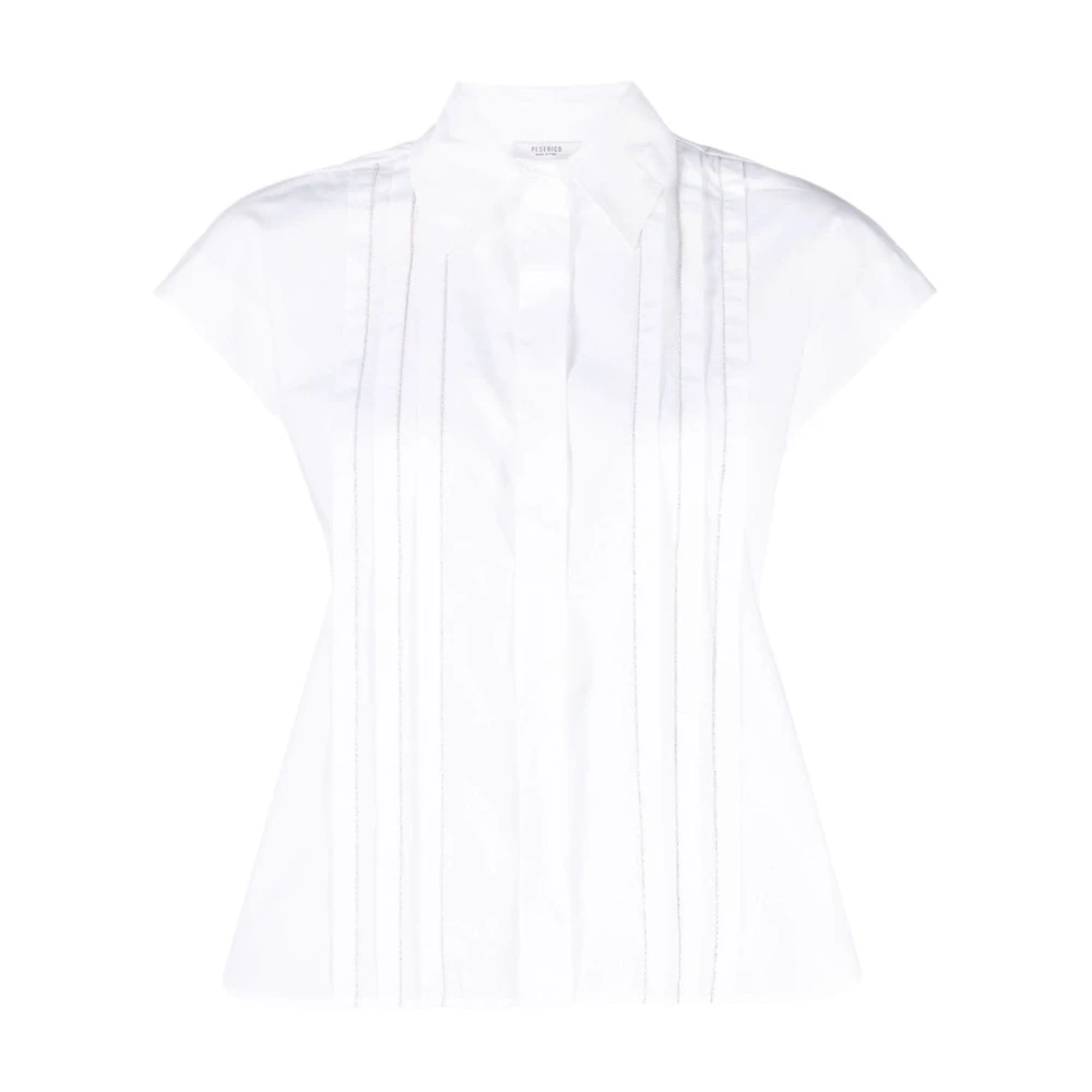 PESERICO Witte Stretch-Katoenen Poplin Overhemd White Dames
