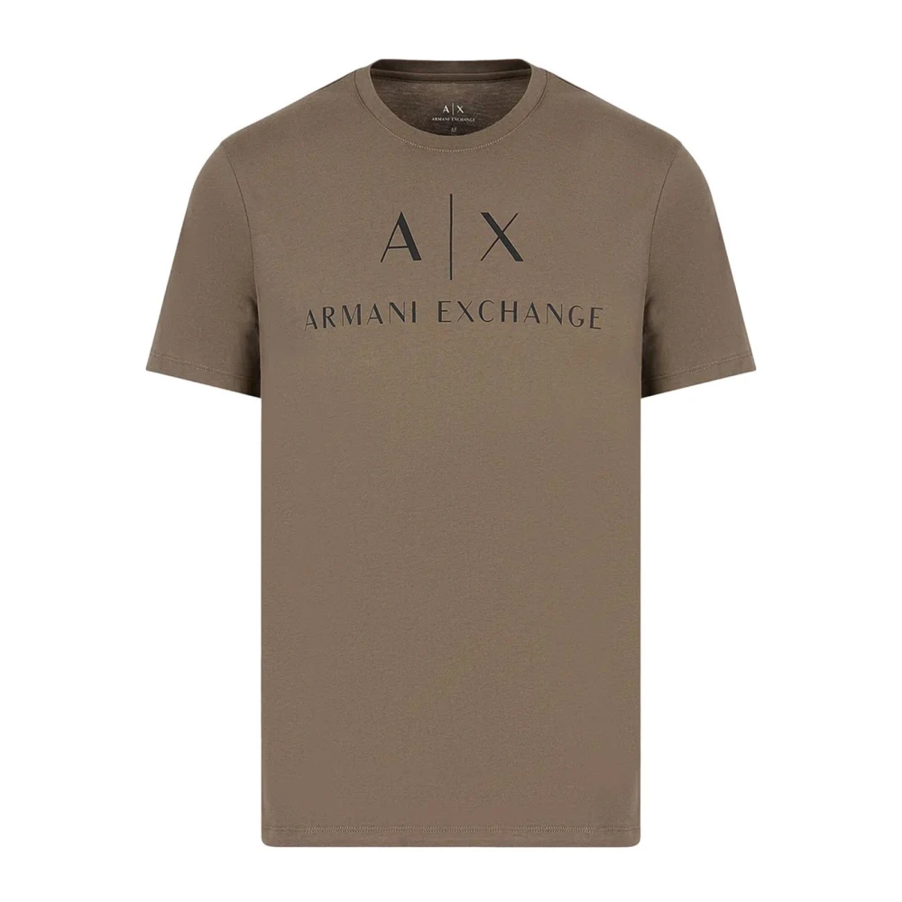 Armani Exchange Logo Print Katoenen T-Shirt Green Heren