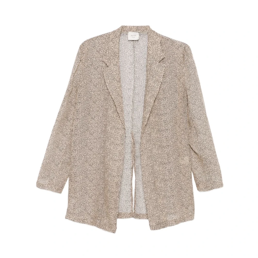 Alysi Women's Beige Dot Print Open-Front Blazer - Blazers - 2XS - Jackets