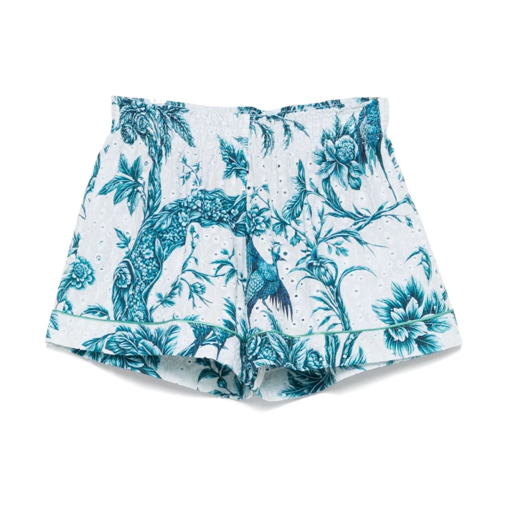F.r.s For Restless Sleepers Printed Cotton Shorts - Female - Short Shorts - Blue - M - Shorts