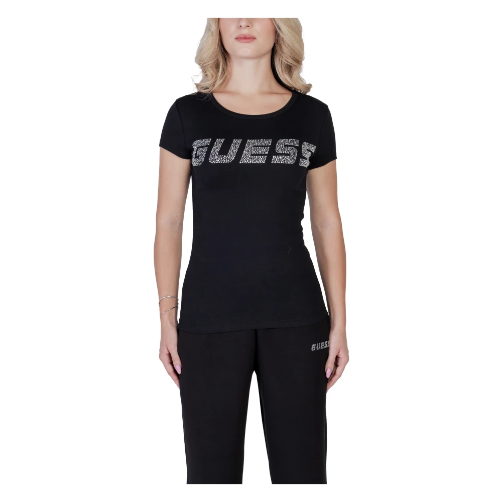 Guess Donna Nero - Magliette Nera Stampata Girocollo - Tops - S